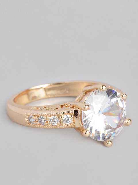 

justpeachy Women Gold-Plated Stone Studded Ring
