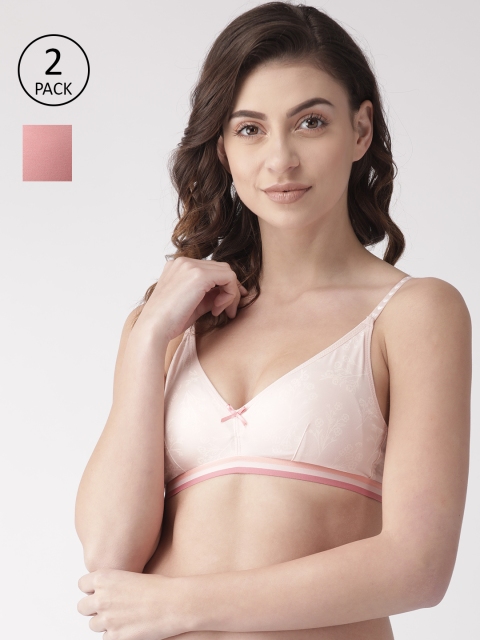 

Marks & Spencer Pack of 2 Printed Non-Wired Lightly Padded Everyday Bras T339430S, Pink