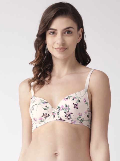 

Marks & Spencer Pink & Green Printed Underwired Lightly Padded T-shirt Bra T330383X