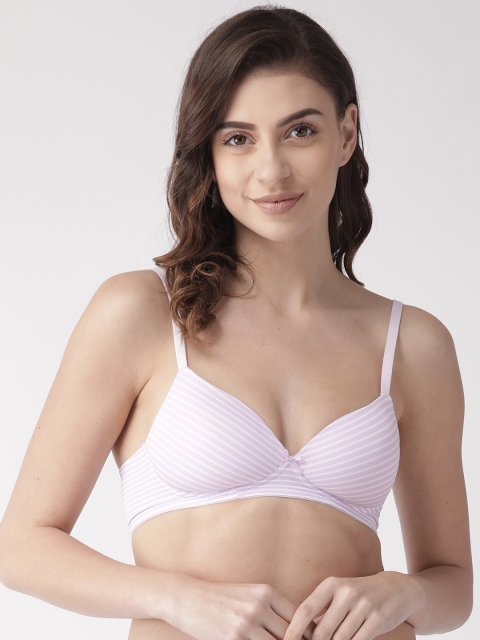 

Marks & Spencer Lavender & White Striped Non-Wired Lightly Padded T-shirt Bra T333217X