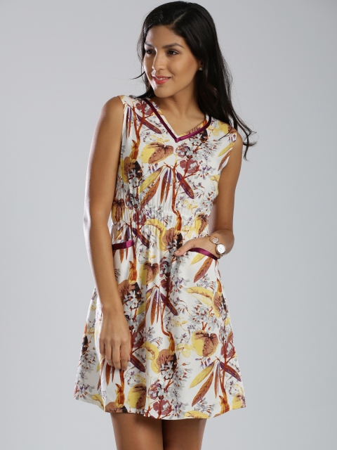 

IMARA Fusion Women Multicoloured Floral Print Fit & Flare Dress, Multi