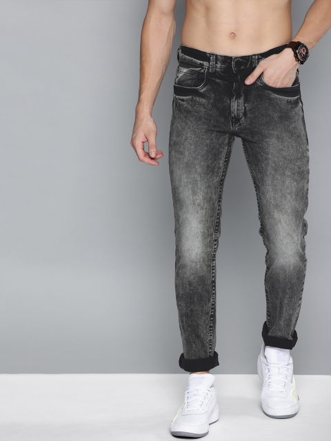 

HERE&NOW Men Grey Slim Fit Mid-Rise Clean Look Stretchable Jeans