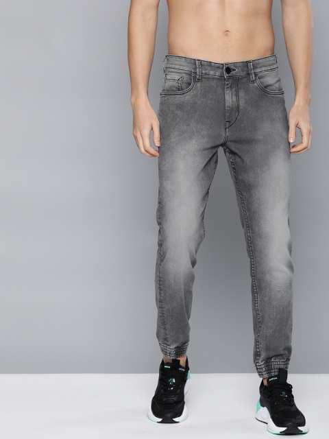

HERE&NOW Men Grey Jogger Mid-Rise Clean Look Stretchable Jeans