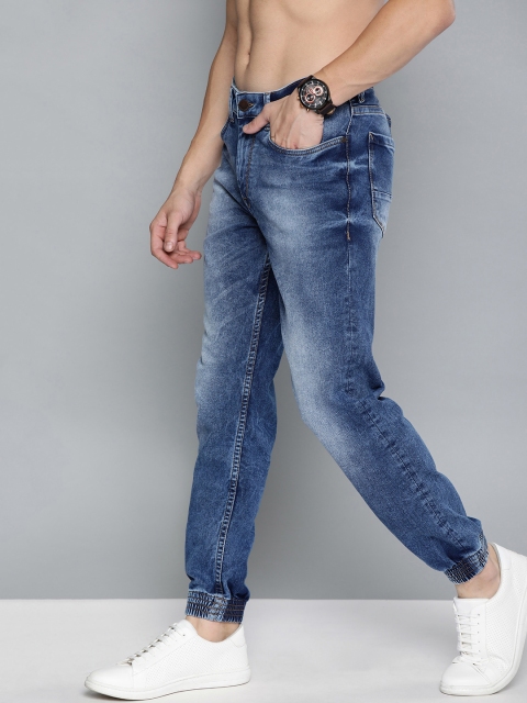 

HERE&NOW Men Blue Jogger Mid-Rise Clean Look Stretchable Jeans
