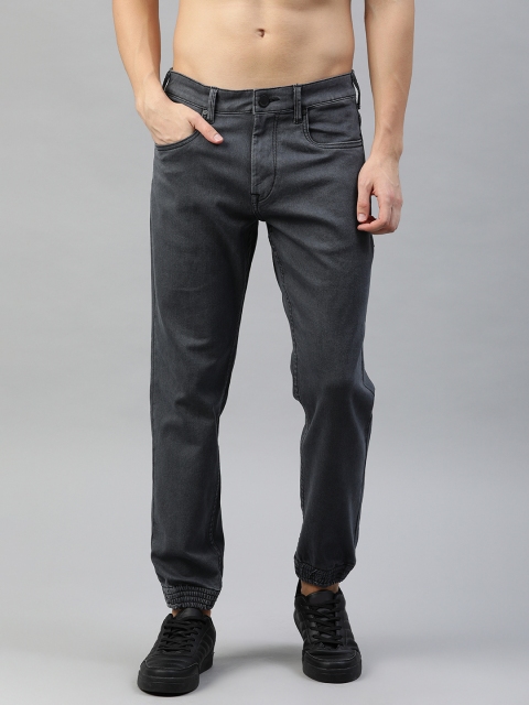 

HERE&NOW Men Grey Jogger Mid-Rise Clean Look Stretchable Jeans