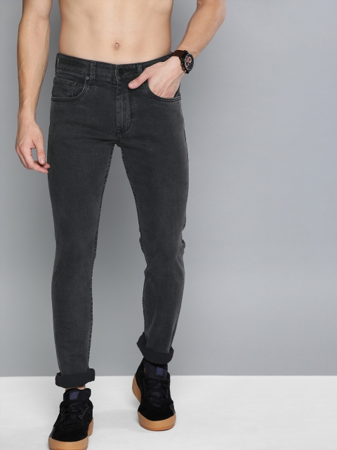 

HERE&NOW Men Charcoal Grey Skinny Fit Mid-Rise Clean Look Stretchable Jeans