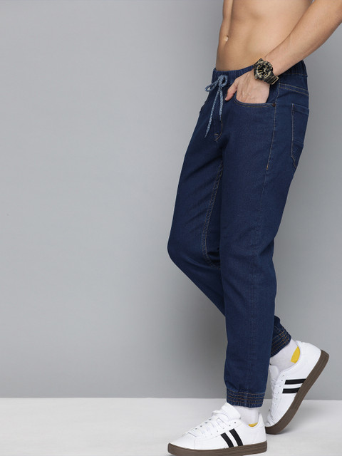 

HERE&NOW Men Blue Jogger Fit Mid-Rise Clean Look Stretchable Jeans