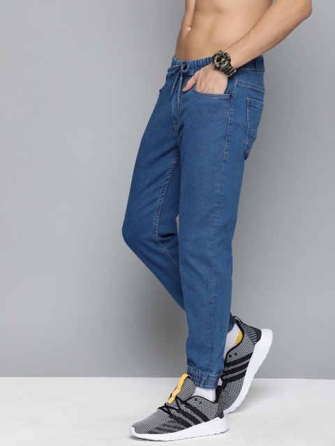 

HERE&NOW Men Blue Jogger Fit Mid-Rise Clean Look Stretchable Jeans