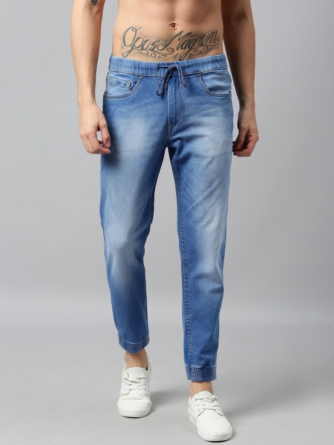 Men Blue Jogger Mid-Rise Clean Look Stretchable Jeans
