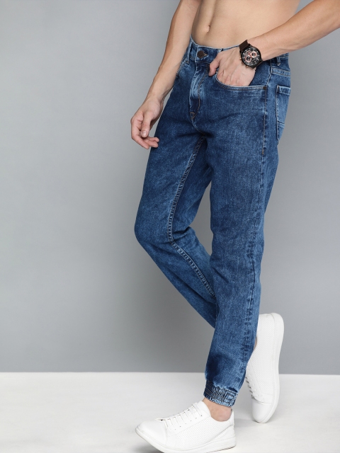 

HERE&NOW Men Blue Jogger Mid-Rise Clean Look Stretchable Jeans