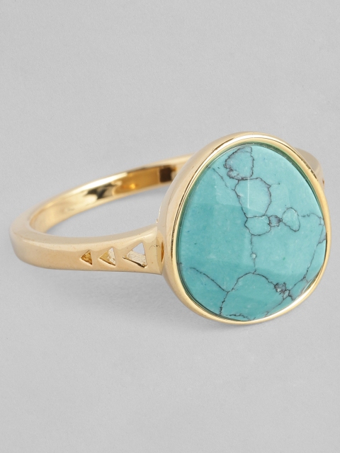 

Accessorize Women Blue & Gold-Plated Turquoise Healing Stone Finger Ring