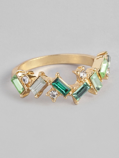 

Accessorize Gold-Toned & Green Stone Studded Finger Ring
