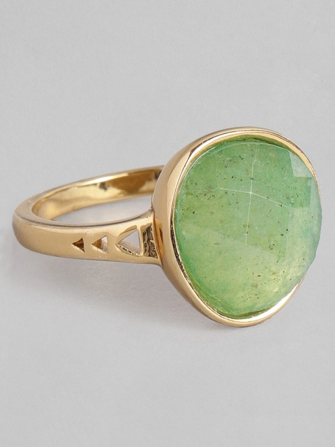 

Accessorize Women Green Gold-Plated Aventurine Finger Ring