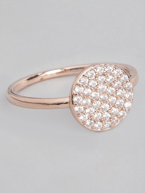 

Accessorize Women Rose Gold-Plated Cubic Zirconia Studded Sparkle Disc Finger Ring