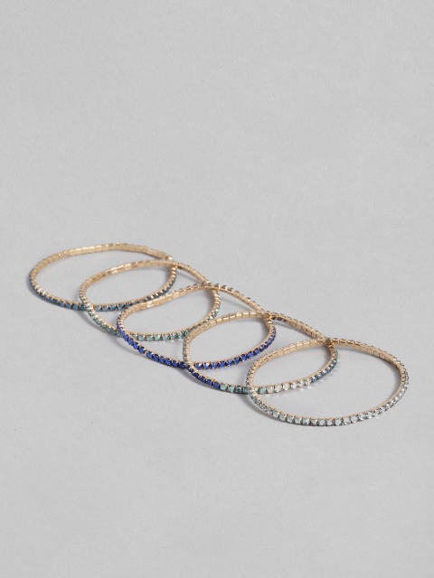 

Accessorize Set of 5 Green & Blue Stone Studded Elasticated Bracelets