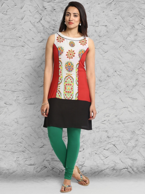 

IMARA Off-White & Red Printed Kurta