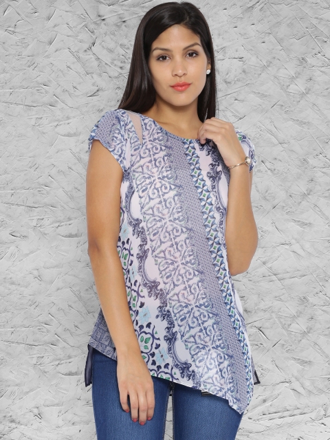 

IMARA Fusion by White & Navy Printed Top