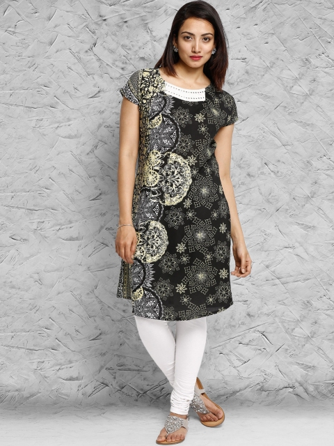 

IMARA Black Printed Bidri Kurta