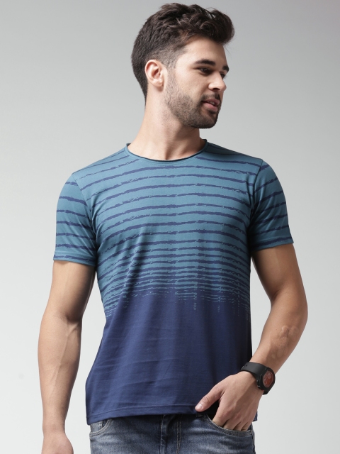 

Moda Rapido Teal Blue Printed T-shirt