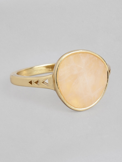 

Accessorize Women Gold-Plated Rose Quartz Healing Stone Studded Finger Ring