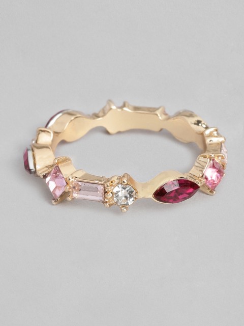 

Accessorize Women Gold-Toned & Pink Stone Studded Finger Ring