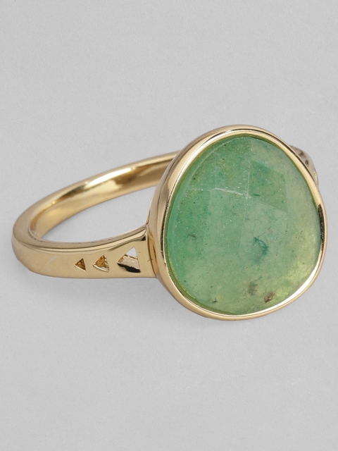 

Accessorize Women Gold-Plated & Green Aventurine Studded Finger Ring