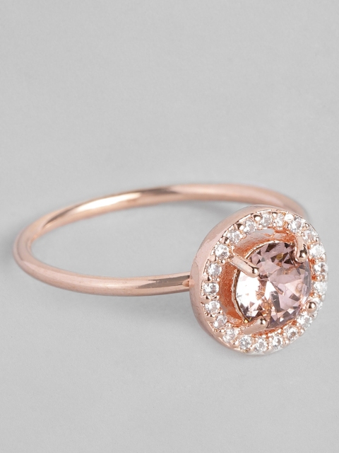 

Accessorize Women Rose Gold-Plated Swarovski Crystals Studded Finger Ring