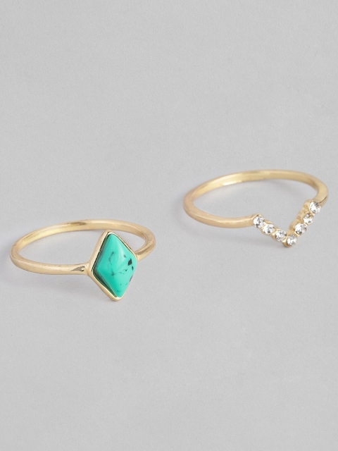 

Accessorize Women Set of 2 Gold-Toned Interlocking Shapes Finger Rings