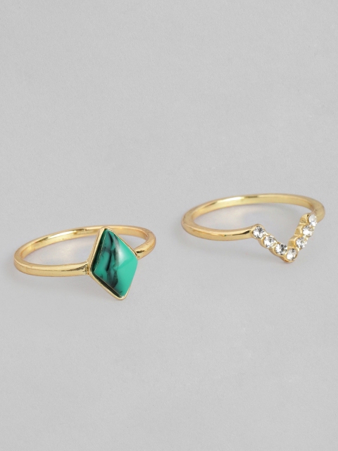 

Accessorize Gold-Toned Set of 2 Stone Studded Finger Rings