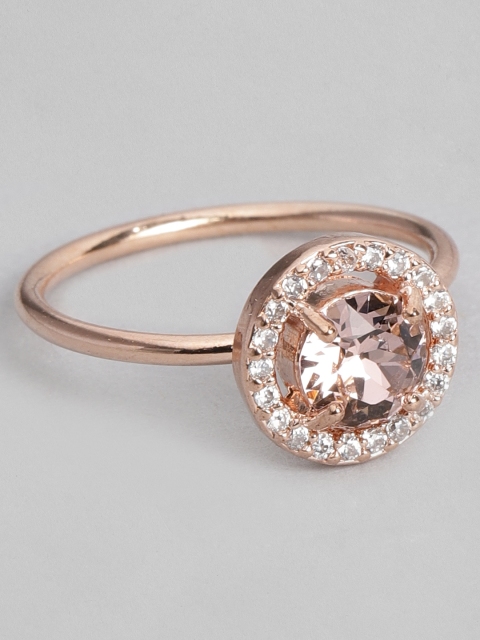 

Accessorize Women Rose Gold-Plated Swarovski Studded Finger Ring