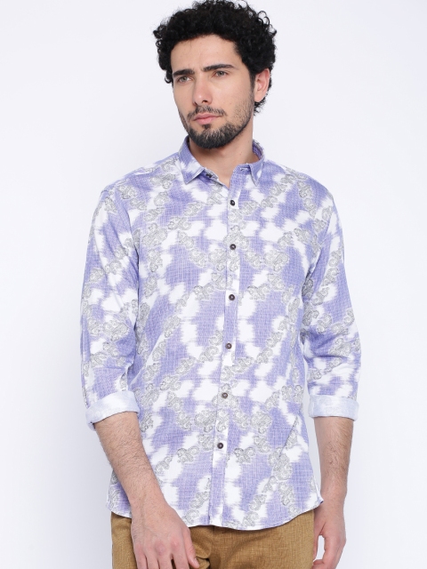 

British Club Purple & White Printed Casual Shirt