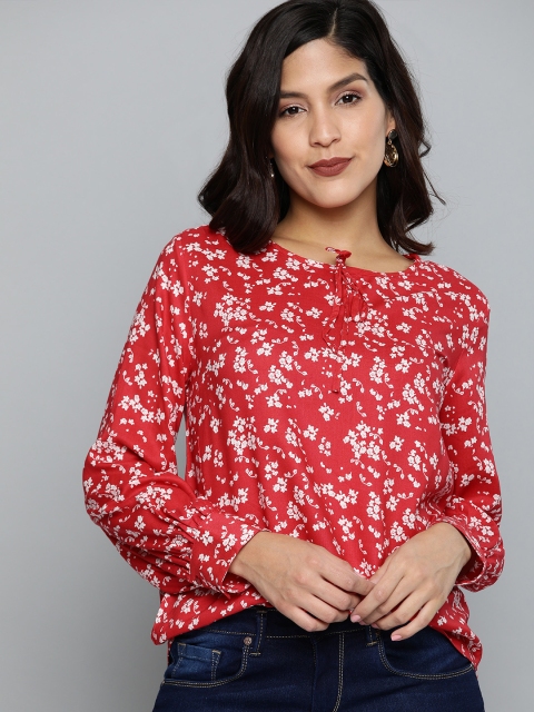 

HERE&NOW Women Red Floral Print Top