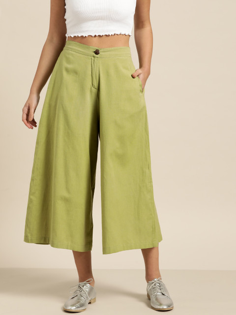 

Shae by SASSAFRAS Women Green Regular Fit Solid Culottes