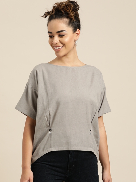 

Shae by SASSAFRAS Women Grey Solid High-Low Top