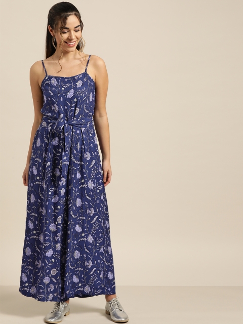 

Shae by SASSAFRAS Women Blue & Lavender Printed Basic Jumpsuit