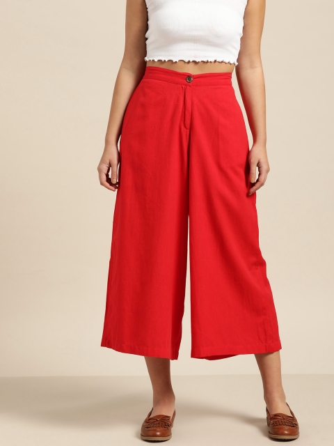 

Shae by SASSAFRAS Women Red Regular Fit Solid Culottes