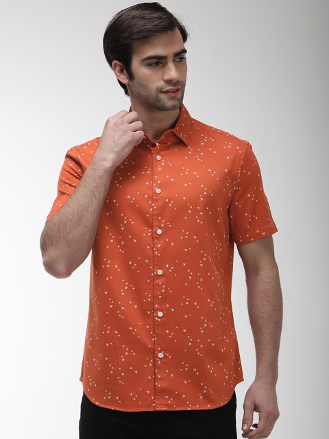 

Marks & Spencer Men Rust Orange & Cream-Coloured Regular Fit Printed Casual Shirt