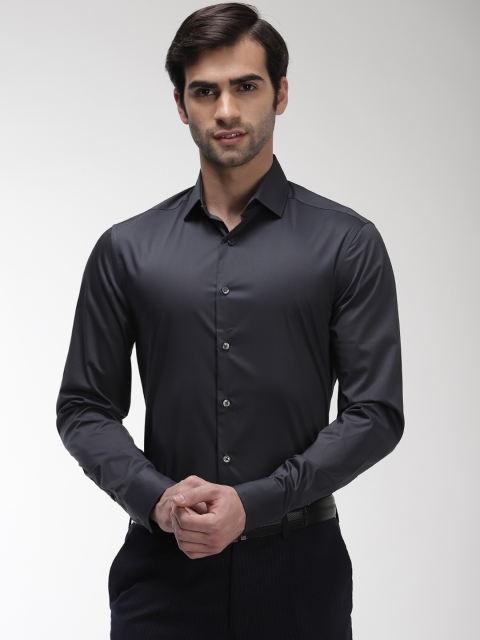 

Marks & Spencer Men Charcoal Grey Knitted Slim Fit Solid Party Shirt