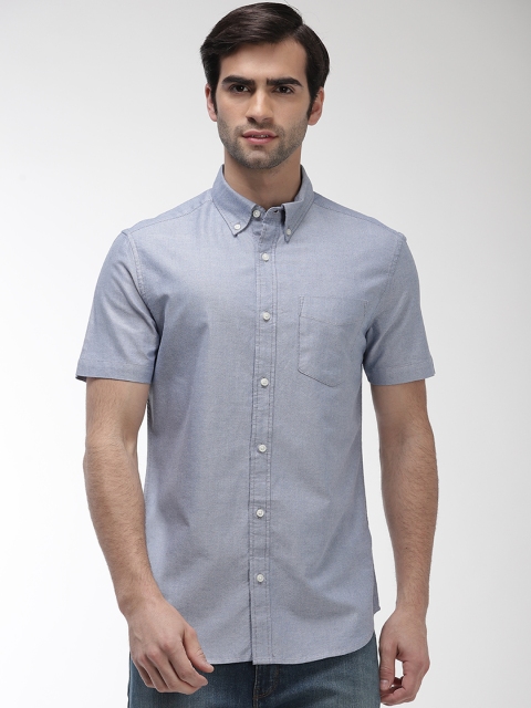 

Marks & Spencer Men Blue Regular Fit Solid Casual Shirt