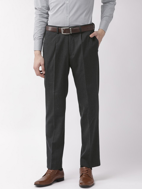 

Marks & Spencer Men Charcoal Grey Regular Fit Knitted Solid Formal Trousers