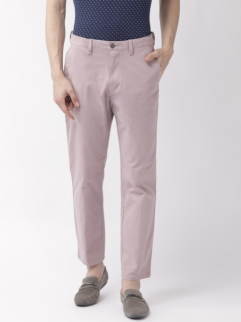 

Marks & Spencer Men Lavender Regular Fit Solid Trousers