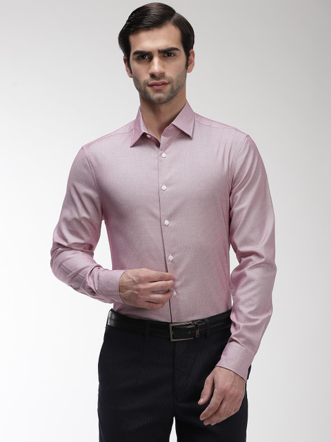 

Marks & Spencer Men Pink Slim Fit Checked Formal Shirt