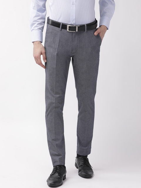 

Marks & Spencer Men Navy Blue Slim Fit Self Design Formal Trousers