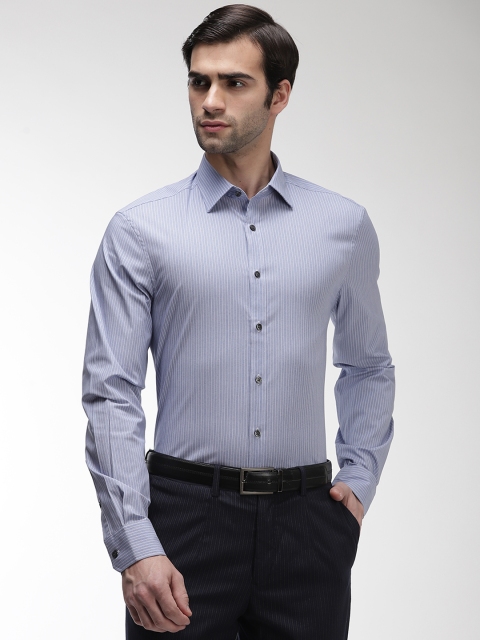 

Marks & Spencer Men Blue & White Slim Fit Striped Formal Shirt