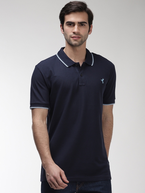 

Marks & Spencer Men Navy Blue Solid Polo Collar T-shirt