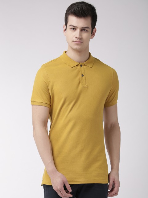 

Marks Spencer Men Mustard Yellow Solid Polo Collar Pure Cotton T-shirt
