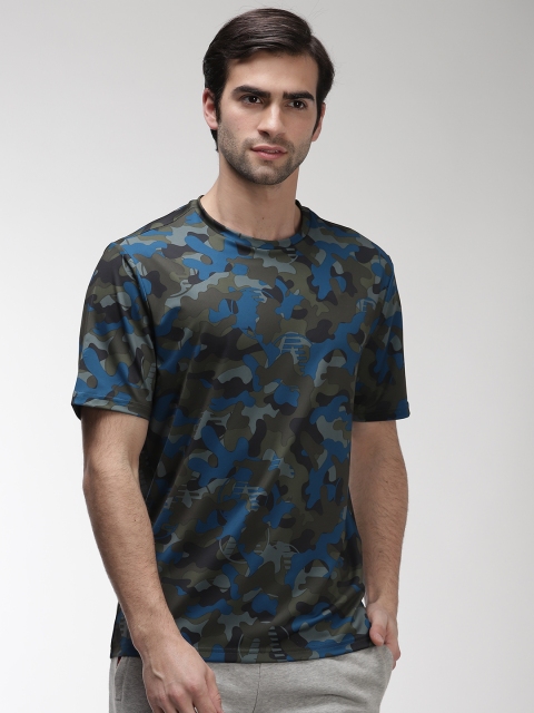 

Marks & Spencer Men Olive Green & Blue Printed Round Neck T-shirt