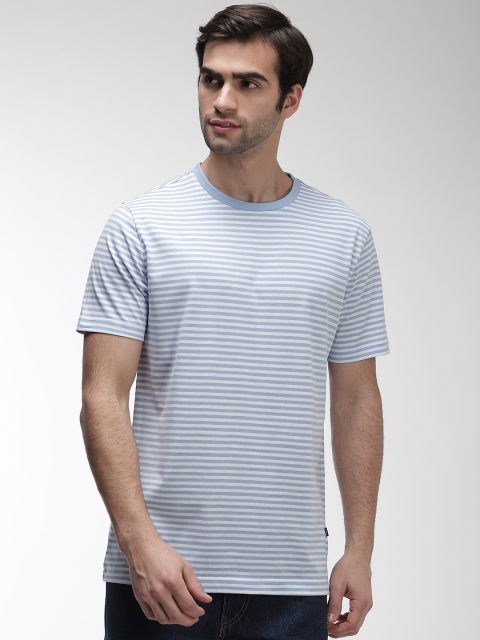 

Marks & Spencer Men Blue & White Striped Round Neck T-shirt