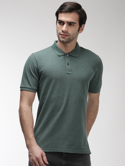 

Marks Spencer Men Green Solid Polo Collar Pure Cotton T-shirt