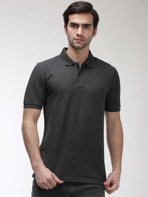 

Marks Spencer Men Charcoal Grey Slim Fit Solid Polo Collar Pure Cotton T-shirt